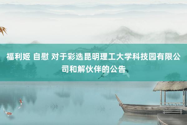 福利姬 自慰 对于彩选昆明理工大学科技园有限公司和解伙伴的公告
