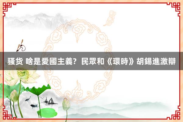 骚货 啥是愛國主義?  民眾和《環時》胡錫進激辯