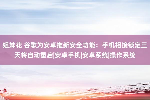 姐妹花 谷歌为安卓推新安全功能：手机相接锁定三天将自动重启|安卓手机|安卓系统|操作系统