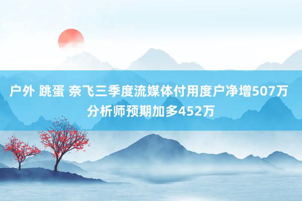户外 跳蛋 奈飞三季度流媒体付用度户净增507万 分析师预期