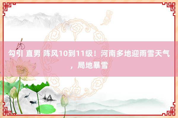 勾引 直男 阵风10到11级！河南多地迎雨雪天气，局地暴雪